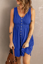 Load image into Gallery viewer, Button Front Empire Waist Sleeveless Slit Magic Dress