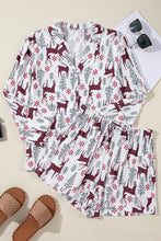 Load image into Gallery viewer, Printed Collared Neck Long Sleeve Top and Shorts Lounge Set