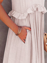 Load image into Gallery viewer, Ruffled Sleeveless Maxi Dress with Pockets
