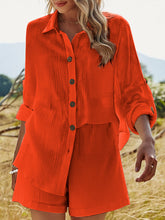 Load image into Gallery viewer, Texture Button Up Shirt and Shorts Set
