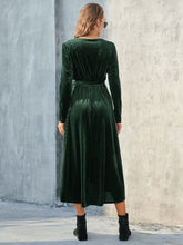 Load image into Gallery viewer, Tie Front Long Sleeve Slit Dress