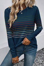 Load image into Gallery viewer, Striped Round Neck Long Sleeve T-Shirt