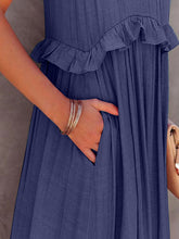 Load image into Gallery viewer, Ruffled Sleeveless Maxi Dress with Pockets
