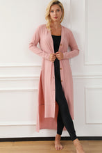 Load image into Gallery viewer, Button Up High-Low Long Sleeve Slit Cardigan