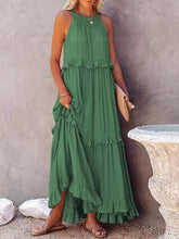 Load image into Gallery viewer, Ruffled Sleeveless Maxi Dress with Pockets