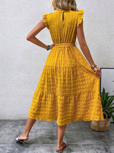 Load image into Gallery viewer, Tied Ruffled Cap Sleeve Midi Dress
