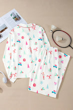 Load image into Gallery viewer, Printed Collared Neck Long Sleeve Top and Pants Lounge Set