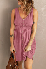 Load image into Gallery viewer, Button Front Empire Waist Sleeveless Slit Magic Dress