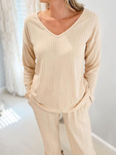 Load image into Gallery viewer, V-Neck Long Sleeve Top and Pants Set
