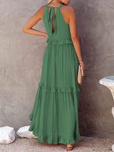 Load image into Gallery viewer, Ruffled Sleeveless Maxi Dress with Pockets