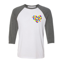 Load image into Gallery viewer, Autism Heart Unisex Raglan T-Shirt