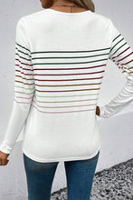 Load image into Gallery viewer, Striped Round Neck Long Sleeve T-Shirt