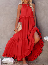 Load image into Gallery viewer, Ruffled Sleeveless Maxi Dress with Pockets