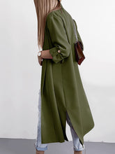 Load image into Gallery viewer, Slit Open Front Roll-Tab Sleeve Trench Coat