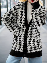 Load image into Gallery viewer, Houndstooth Button Up Long Sleeve Cardigan