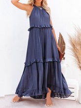Load image into Gallery viewer, Ruffled Sleeveless Maxi Dress with Pockets