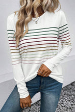 Load image into Gallery viewer, Striped Round Neck Long Sleeve T-Shirt
