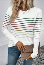 Load image into Gallery viewer, Striped Round Neck Long Sleeve T-Shirt