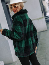 Load image into Gallery viewer, Plaid Zip-Up Collared Jacket