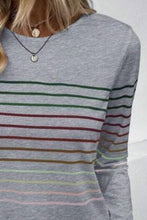 Load image into Gallery viewer, Striped Round Neck Long Sleeve T-Shirt