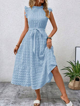 Load image into Gallery viewer, Tied Ruffled Cap Sleeve Midi Dress