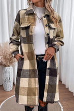 Load image into Gallery viewer, Plaid Button Down Longline Coat