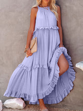 Load image into Gallery viewer, Ruffled Sleeveless Maxi Dress with Pockets