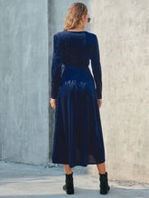 Load image into Gallery viewer, Tie Front Long Sleeve Slit Dress