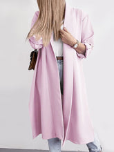 Load image into Gallery viewer, Slit Open Front Roll-Tab Sleeve Trench Coat