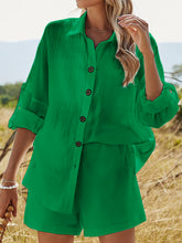 Load image into Gallery viewer, Texture Button Up Shirt and Shorts Set