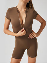 Load image into Gallery viewer, Half Zip Short Sleeve Active Romper