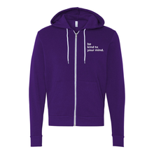 Load image into Gallery viewer, Be Kind to Your Mind Zip Up Hoodie