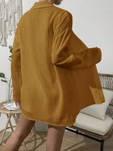 Load image into Gallery viewer, Dropped Shoulder Button Up Top and Elastic Waist Shorts Set