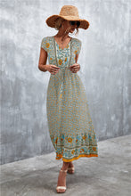 Load image into Gallery viewer, V-Neck Short Sleeve Printed Maxi Dress