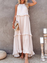 Load image into Gallery viewer, Ruffled Sleeveless Maxi Dress with Pockets