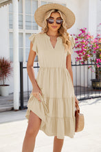 Load image into Gallery viewer, Ruched Notched Cap Sleeve Dress