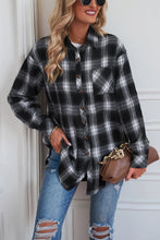 Load image into Gallery viewer, Plaid Button Up Dropped Shoulder Outerwear