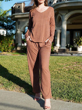 Load image into Gallery viewer, V-Neck Long Sleeve Top and Pants Set