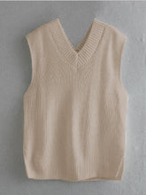 Load image into Gallery viewer, Ribbed V-Neck Sleeveless Sweater Vest