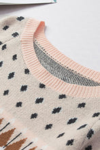 Load image into Gallery viewer, Geometric Contrast Round Neck Long Sleeve Sweater