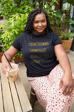 Load image into Gallery viewer, Simply Love Full Size COUNTDOWNS CHAMPAGNE RESOLUTIONS & CHEER Round Neck T-Shirt
