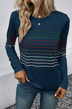 Load image into Gallery viewer, Striped Round Neck Long Sleeve T-Shirt