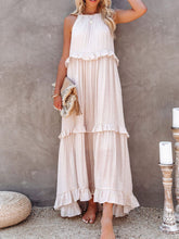 Load image into Gallery viewer, Ruffled Sleeveless Maxi Dress with Pockets