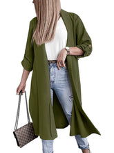 Load image into Gallery viewer, Slit Open Front Roll-Tab Sleeve Trench Coat