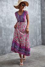 Load image into Gallery viewer, V-Neck Short Sleeve Printed Maxi Dress