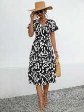 Load image into Gallery viewer, Printed V-Neck Short Sleeve Dress