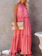 Load image into Gallery viewer, Ruffled Sleeveless Maxi Dress with Pockets