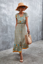 Load image into Gallery viewer, V-Neck Short Sleeve Printed Maxi Dress