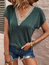 Load image into Gallery viewer, Full Size Lace Detail V-Neck Short Sleeve T-Shirt