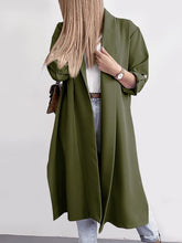 Load image into Gallery viewer, Slit Open Front Roll-Tab Sleeve Trench Coat